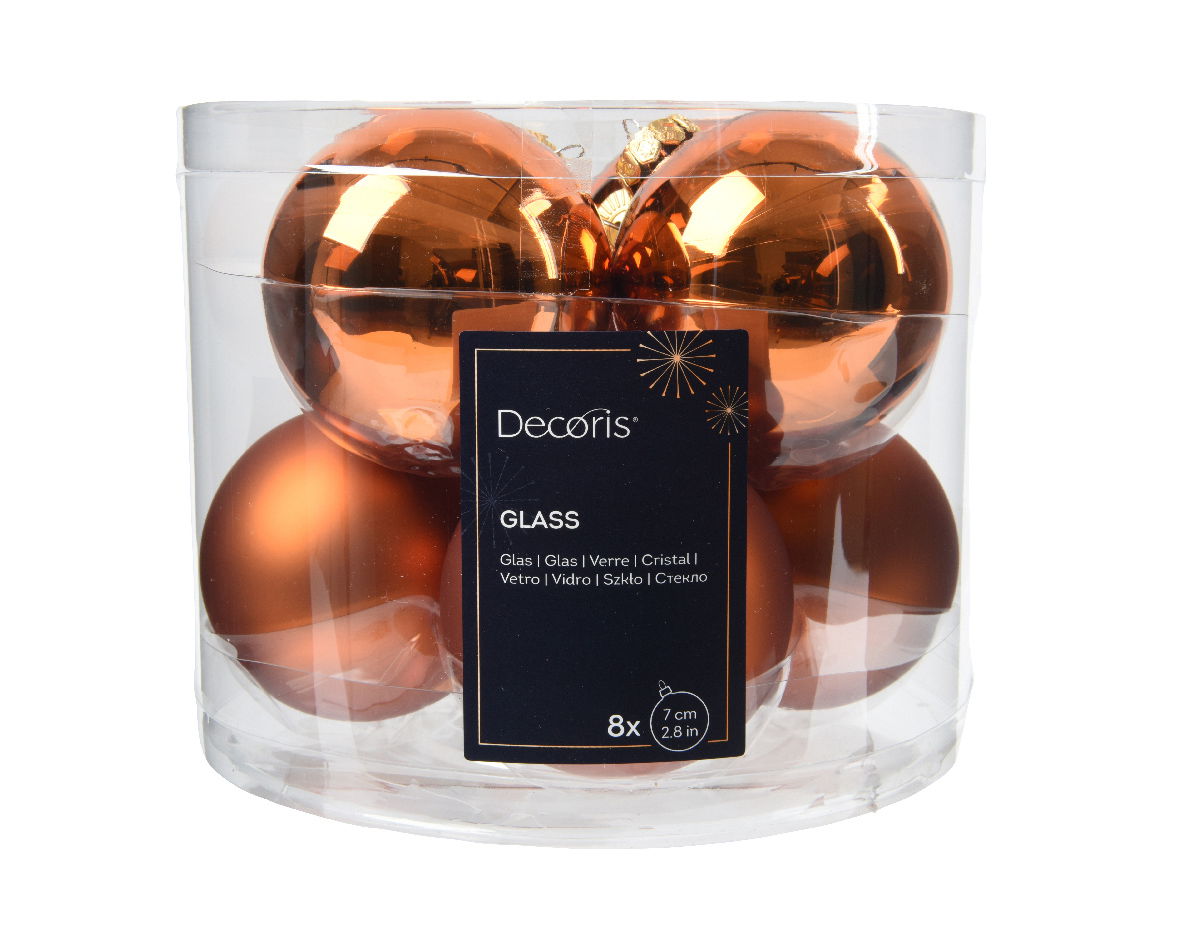 Decoris Kerstbal glas d7 cm warme cider 8st - 