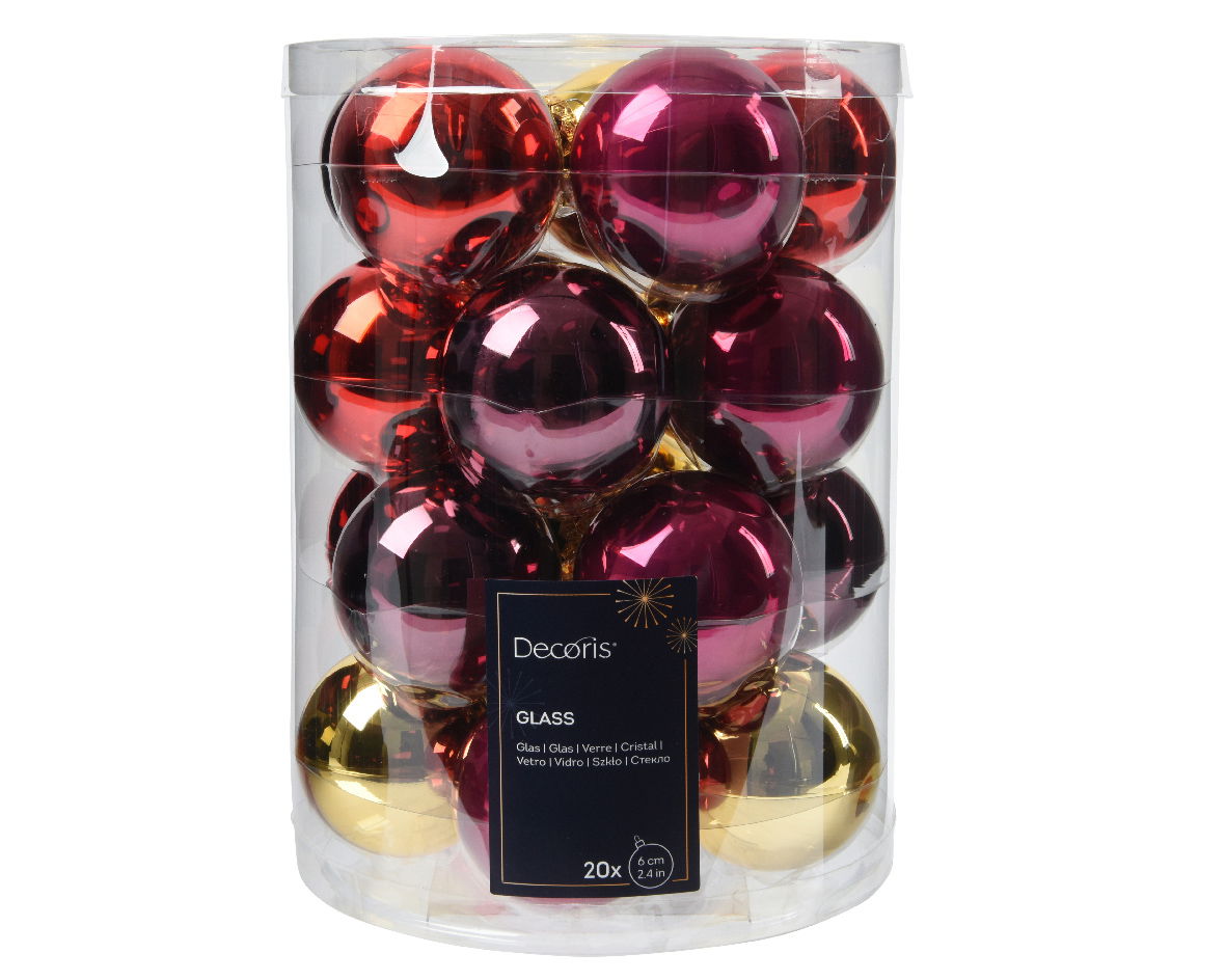 Decoris Kerstbal glas d6 cm rood 20st - 