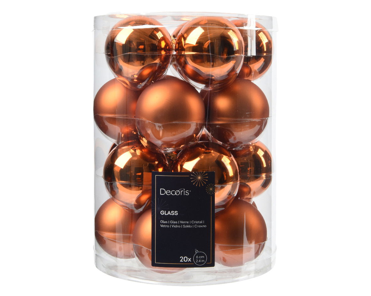 Decoris Kerstbal glas d6 cm warme cider 20st - 