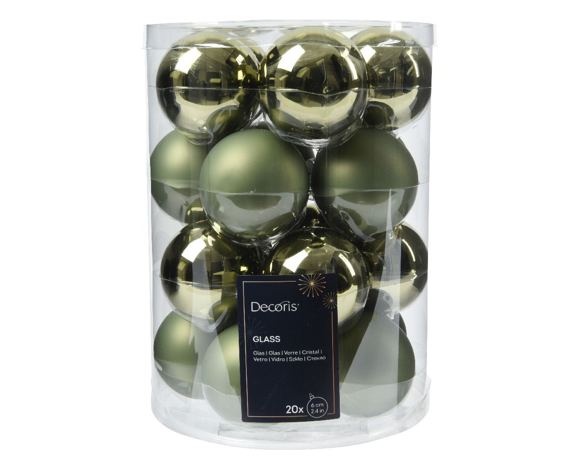 Decoris Kerstbal glas d6 cm rosemarijn 20st - 