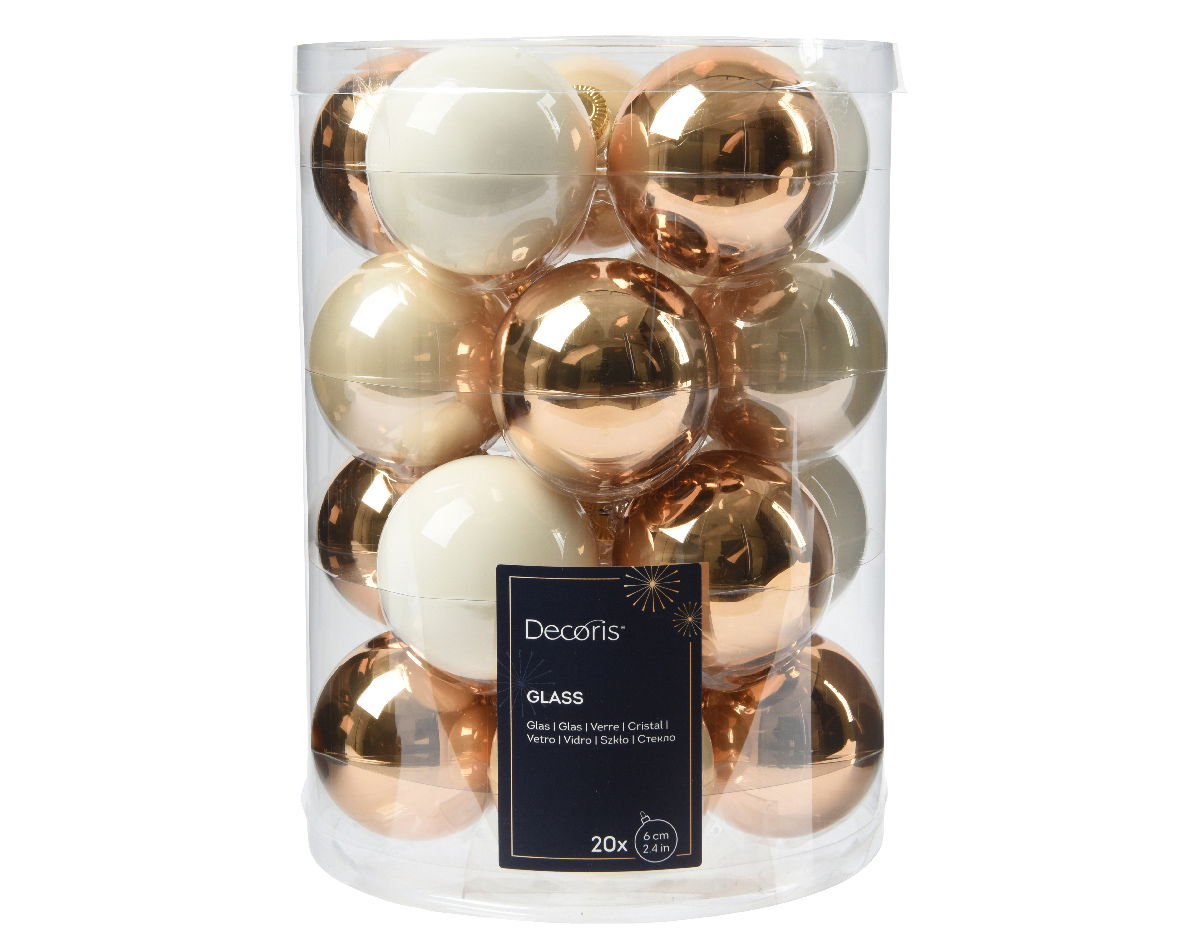 Decoris Kerstbal glas d6 cm prl 20st - 