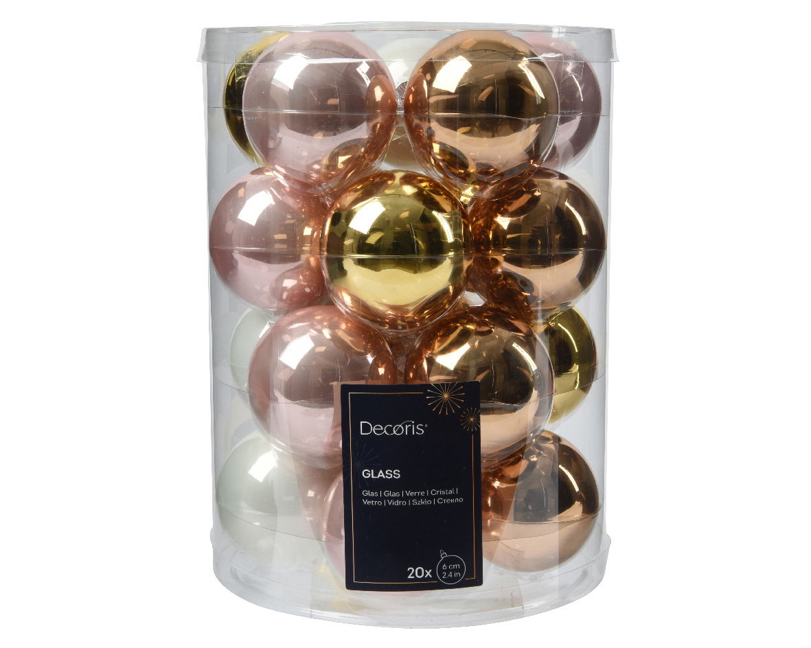 Decoris Kerstbal glas d6 cm multi 20st - 