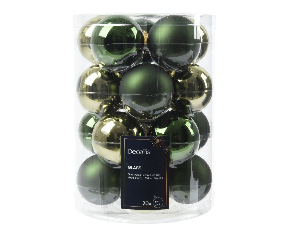 Decoris Kerstbal glas d6 cm groen 20st - 