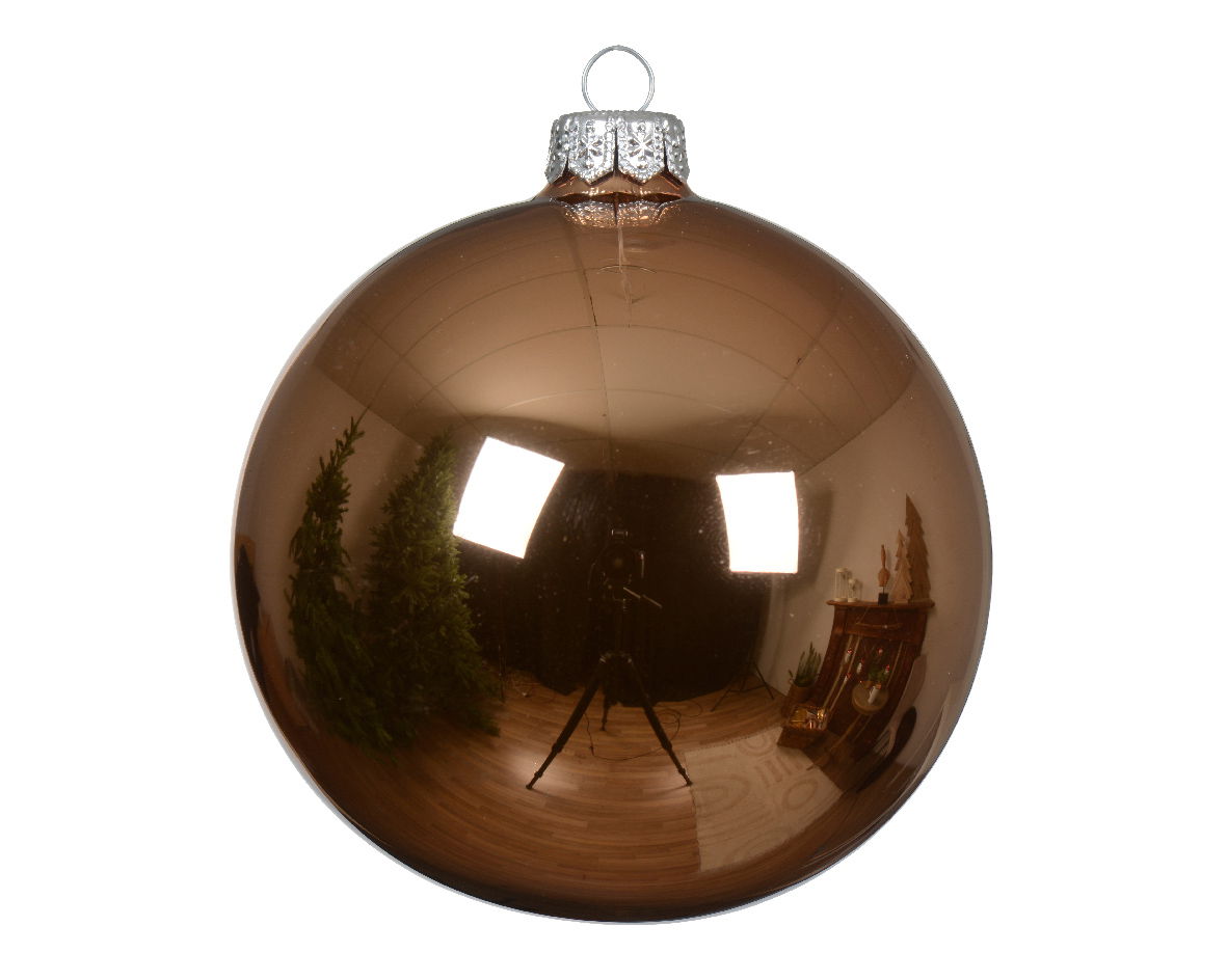 Decoris Kerstballen glas d10 cm pec.bruin 4st R - 