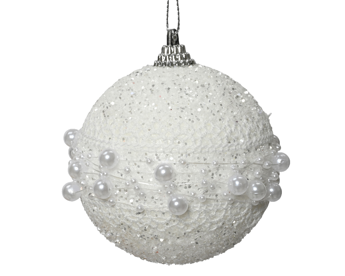 Decoris Kerstbal foam d8 cm winterwit kerst - 