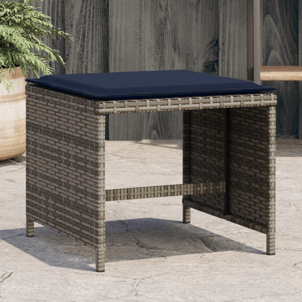 VidaXL Tuinkrukken 4 st met kussens 40x40x35 cm poly rattan grijs