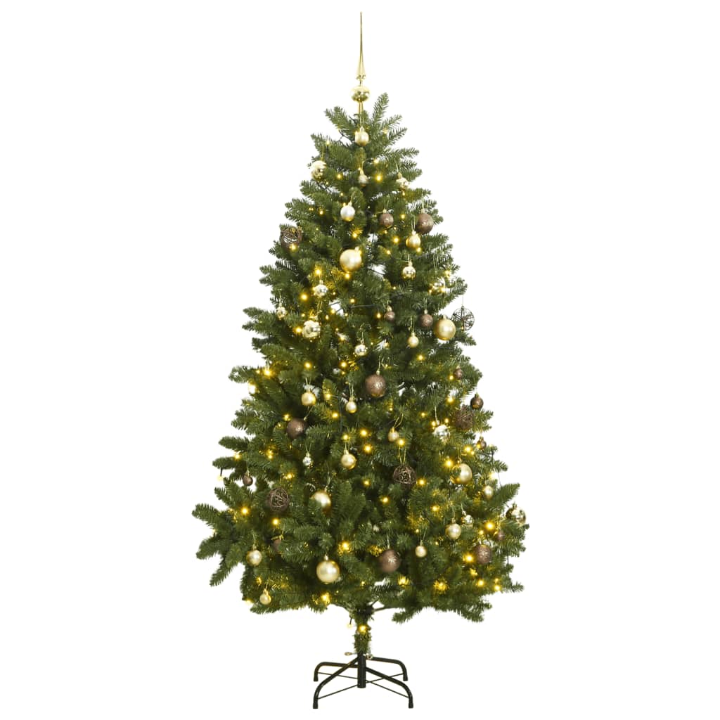 VidaXL Kunstkerstboom met scharnieren 300 LED's en kerstballen 300 cm