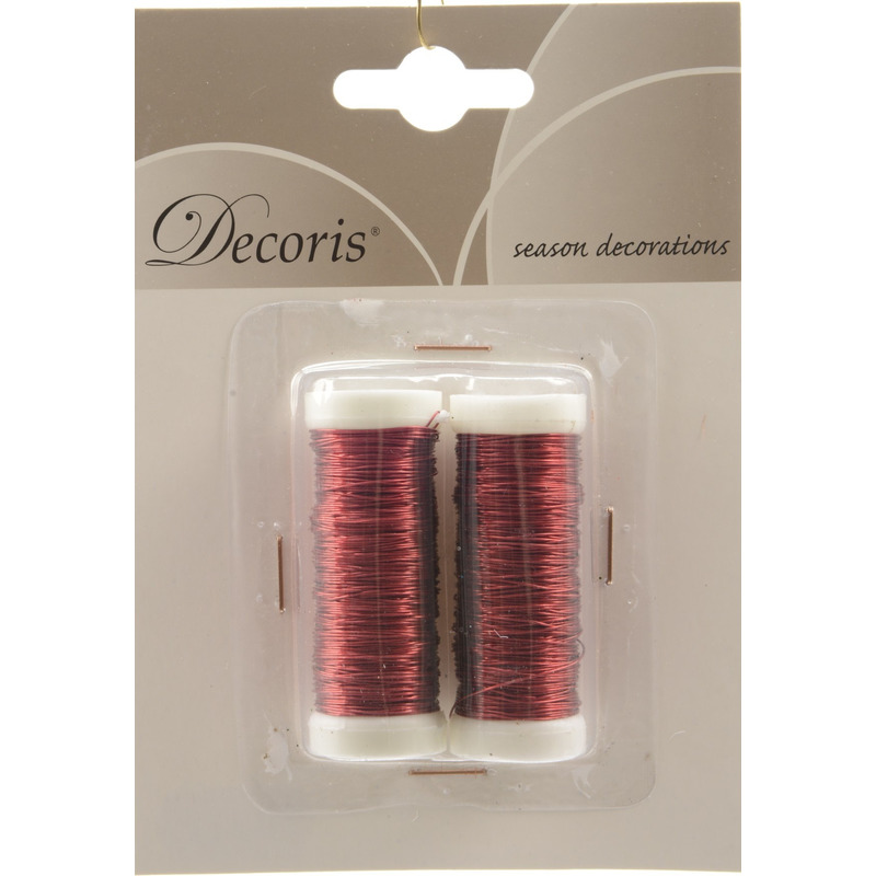 Decoris Binddraad/wikkeldraad - 2x rol - rood - 30 x 0,3 mm -