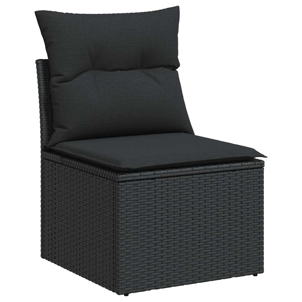 vidaXL 5-delige Loungeset met kussens poly rattan acacia zwart