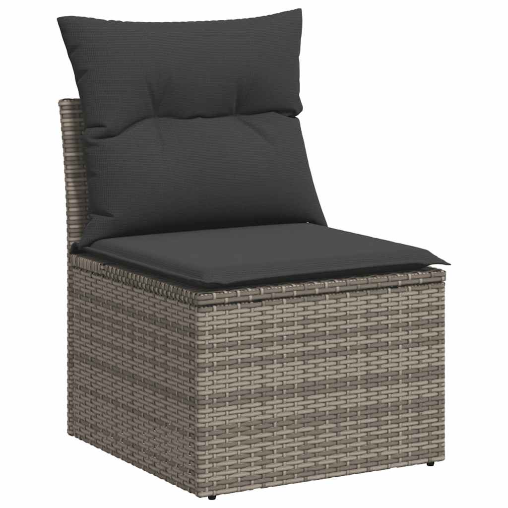 vidaXL 5-delige Loungeset met kussens poly rattan acacia grijs