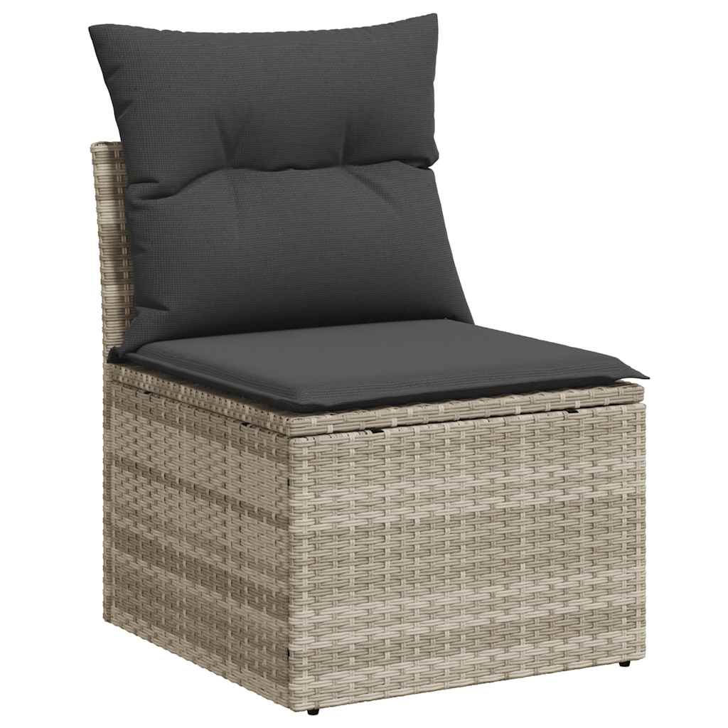 vidaXL 6-delige Loungeset met kussens poly rattan lichtgrijs