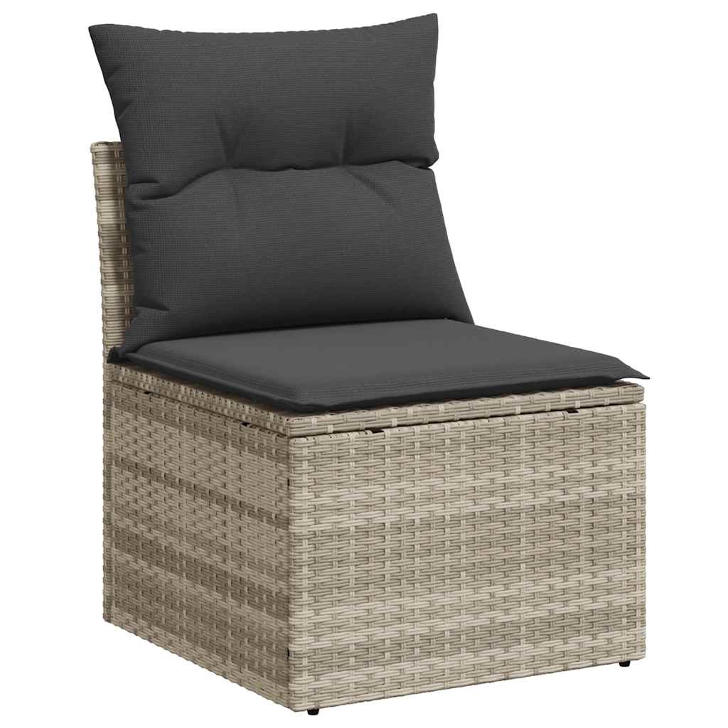 vidaXL 5-delige Loungeset met kussens poly rattan lichtgrijs