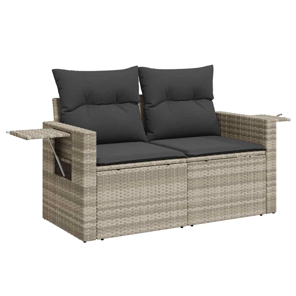 vidaXL 6-delige Loungeset met kussens poly rattan lichtgrijs