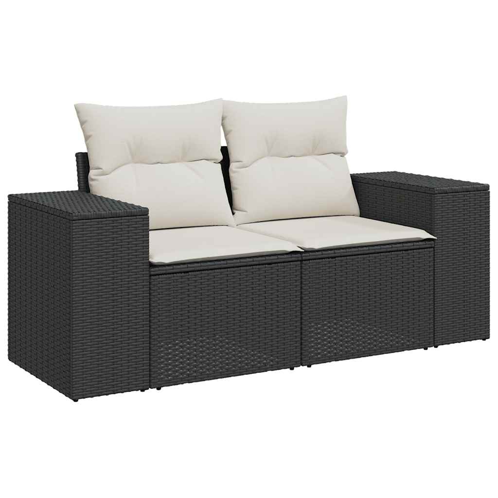 vidaXL 7-delige Loungeset met kussens poly rattan zwart