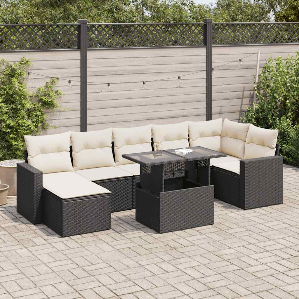 VidaXL 8-delige Loungeset met kussens poly rattan zwart