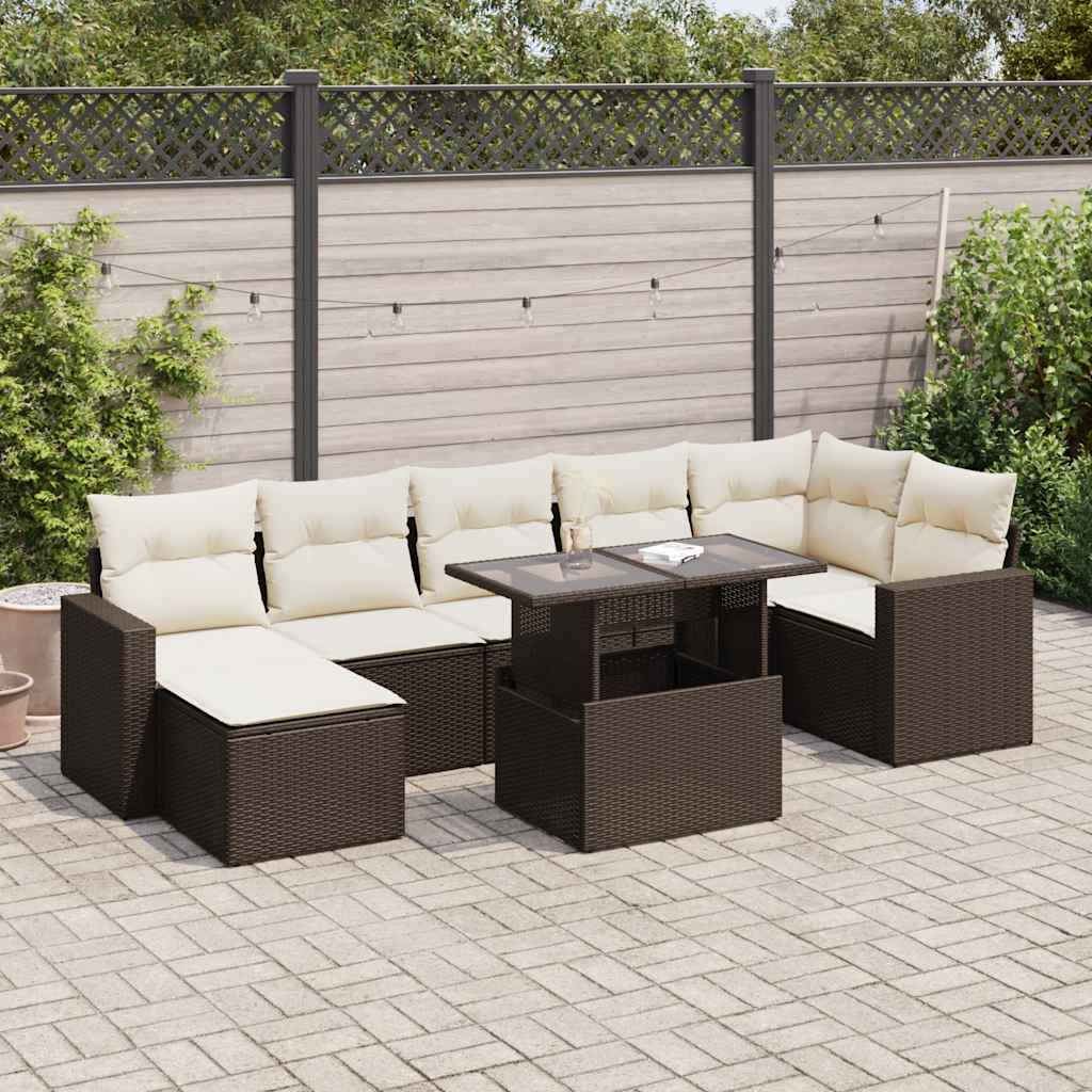 VidaXL 8-delige Loungeset met kussens poly rattan bruin