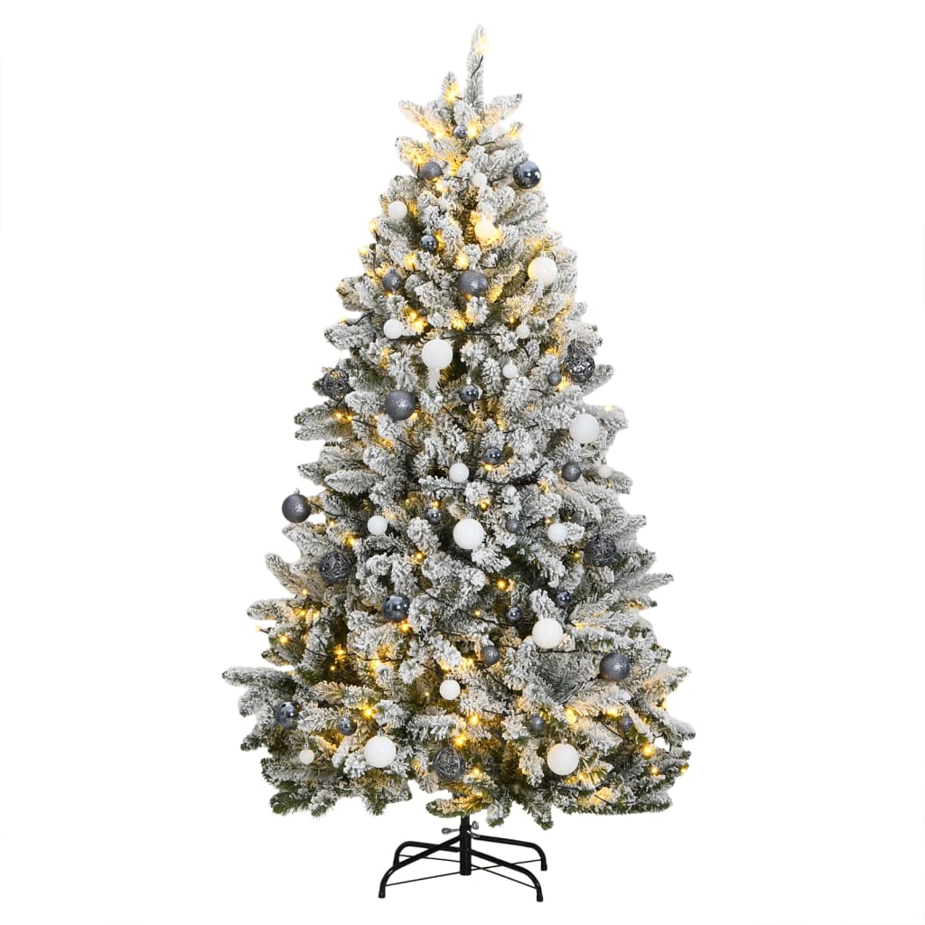 VidaXL Kunstkerstboom met scharnieren 300 LED's en kerstballen 240 cm