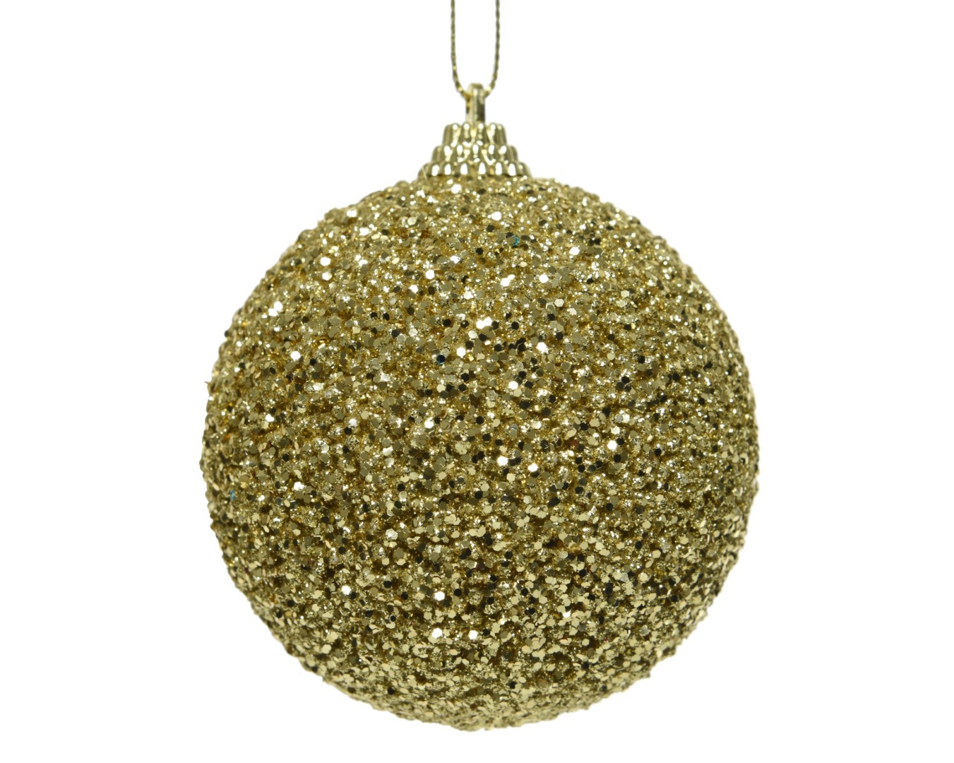 Decoris 5 stuks! Kerstbal foam glitter kraal d8 cm lichtgoud - 