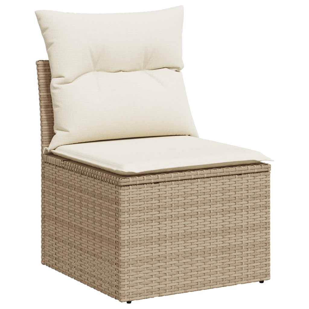 vidaXL 6-delige Loungeset met kussens poly rattan beige