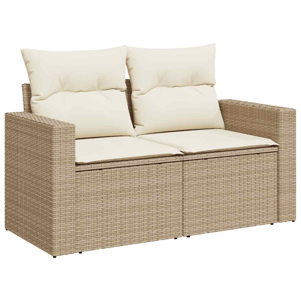 vidaXL 7-delige Loungeset met kussens poly rattan beige