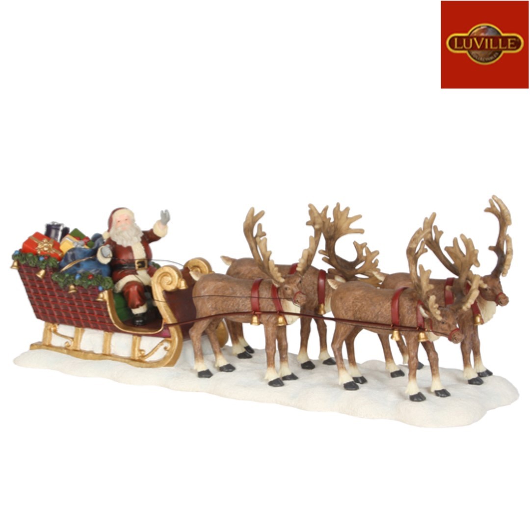 Luville Kerstman met rendier slee 21x6,5x8 cm - 