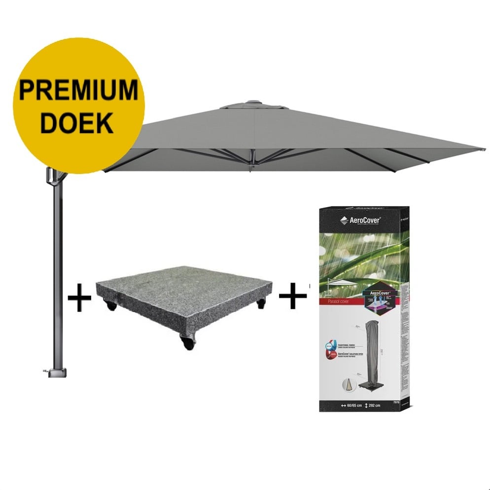 Platinum Challenger T1 premium zweefparasol 350x350 cm manhattan  met  parasolvoet 120kg en hoes