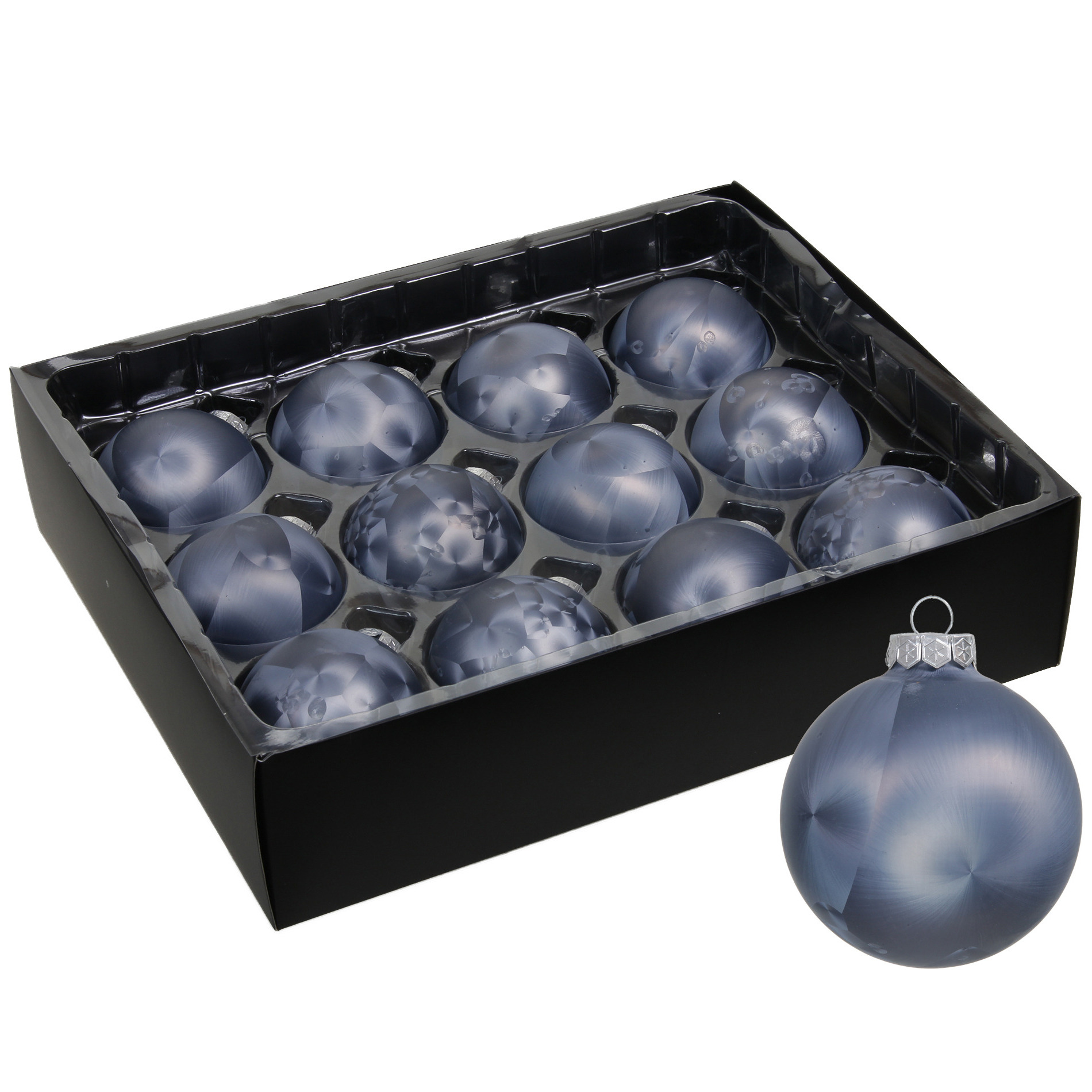 Othmar Decorations Luxe kerstballen - 12x - 6 cm - donkerblauw - glas -