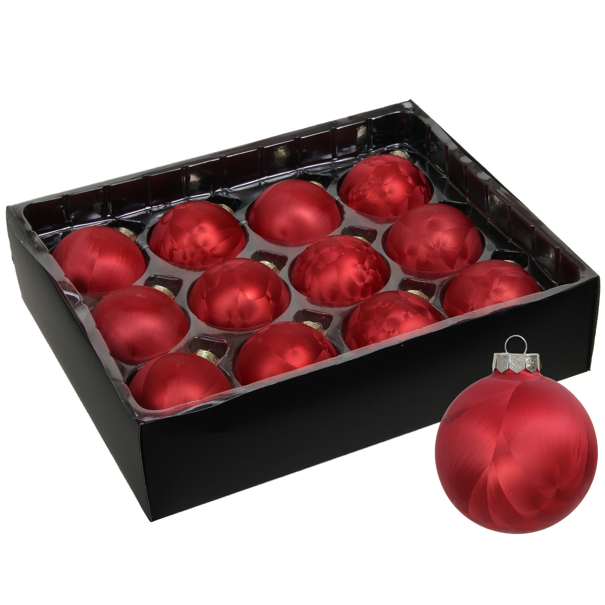 Othmar Decorations Luxe kerstballen - 12x - 6 cm - rood - glas -