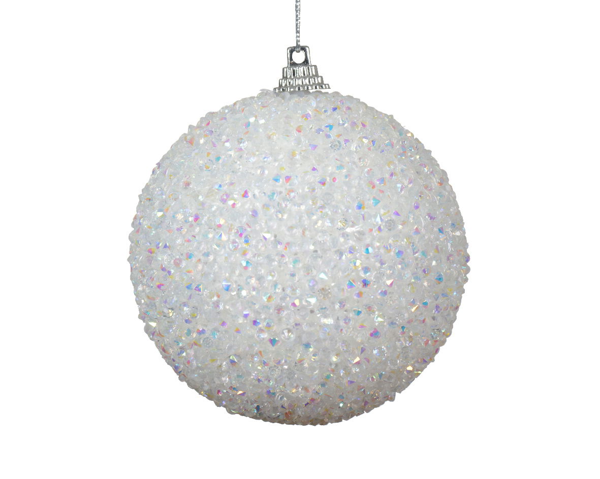 Decoris Kerstbal foam d8l8h8 cm winterwit - 