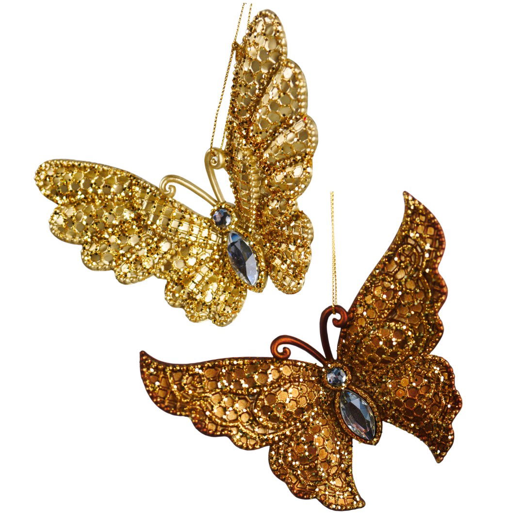 Kurt S. Adler 4 inch Butterfly Orna X 2 5x5x10 cm kerstornament - 