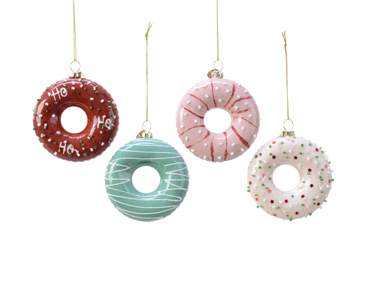 Decoris Donut glas l2.5b8h8.5 cm multi a4 kerst - 