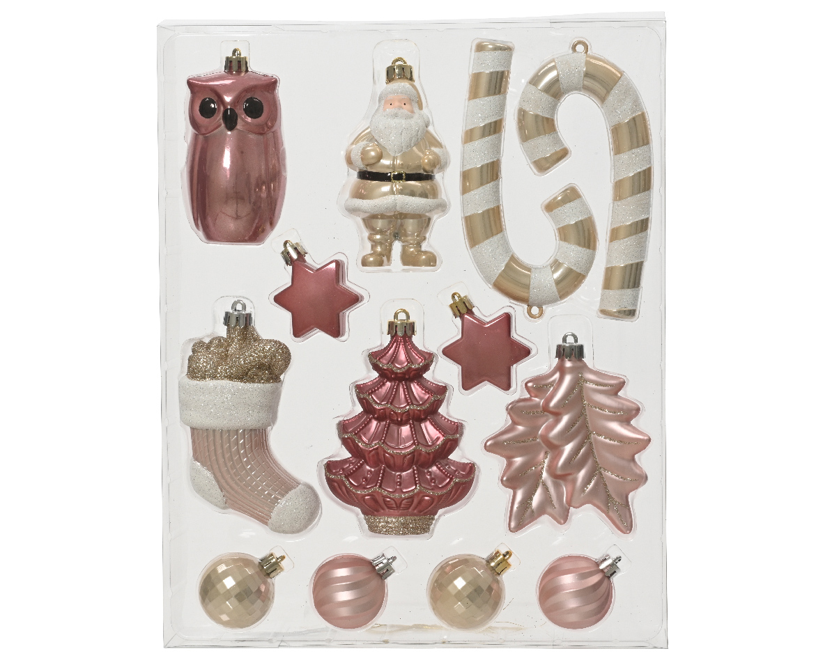 Decoris Mix box kunststof d8 cm ass 12st IV kerst - 