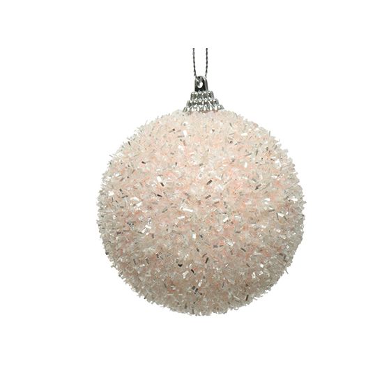 Decoris Kerstbal Glitter - Poederroze - 