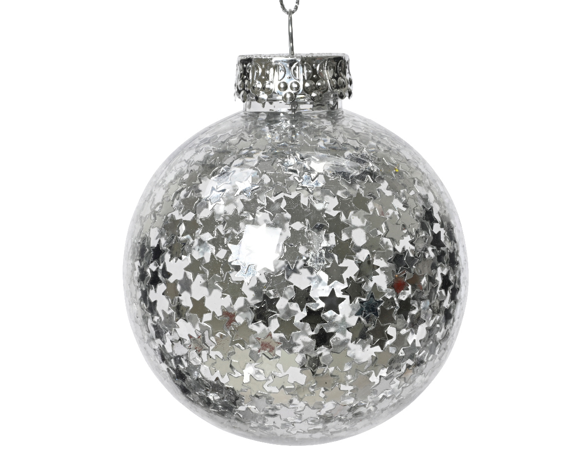 Decoris Kerstbal kunststof d8l8 cm zilver kerst - 