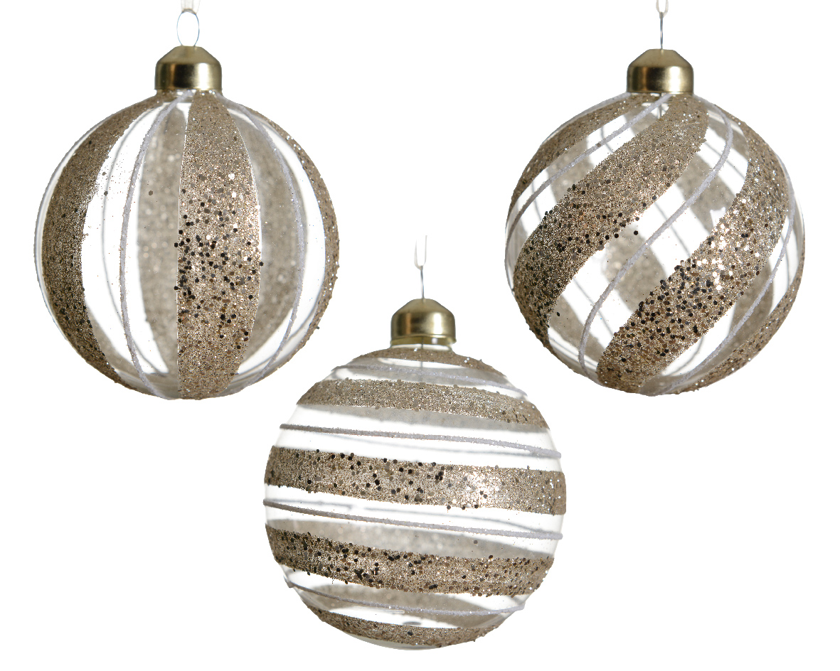 Decoris Kerstbal glas d8 cm champagne/wwt a3 kerst - 