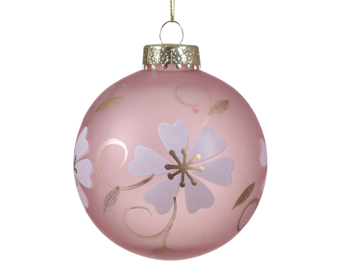 Decoris Kerstbal kunststof d8 cm roze kerst - 