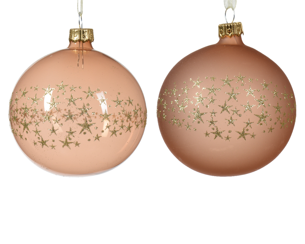 Decoris Kerstbal glas d8 cm rose a2 kerst - 