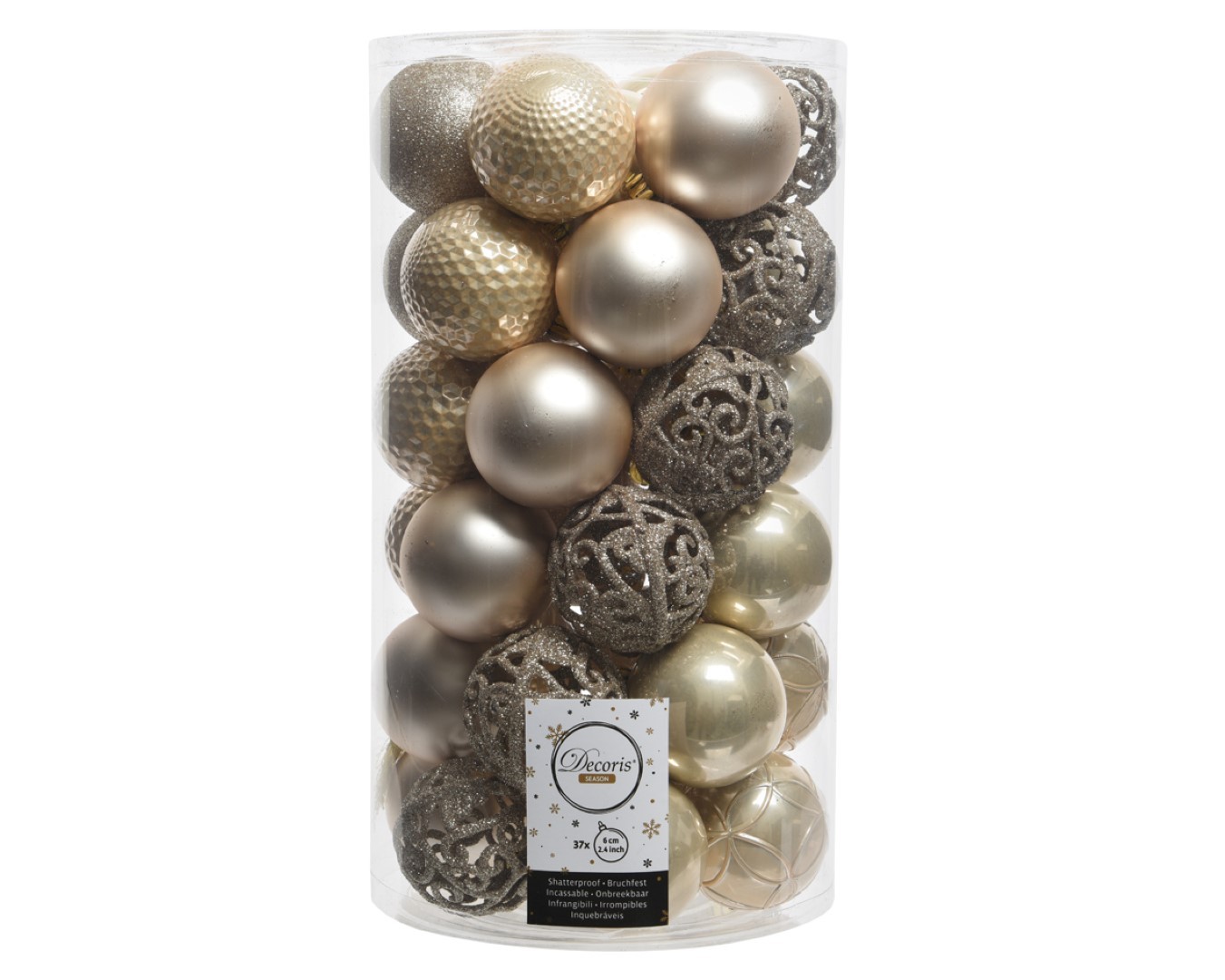 Decoris Kerstbal glans mix dia6cm parel - 