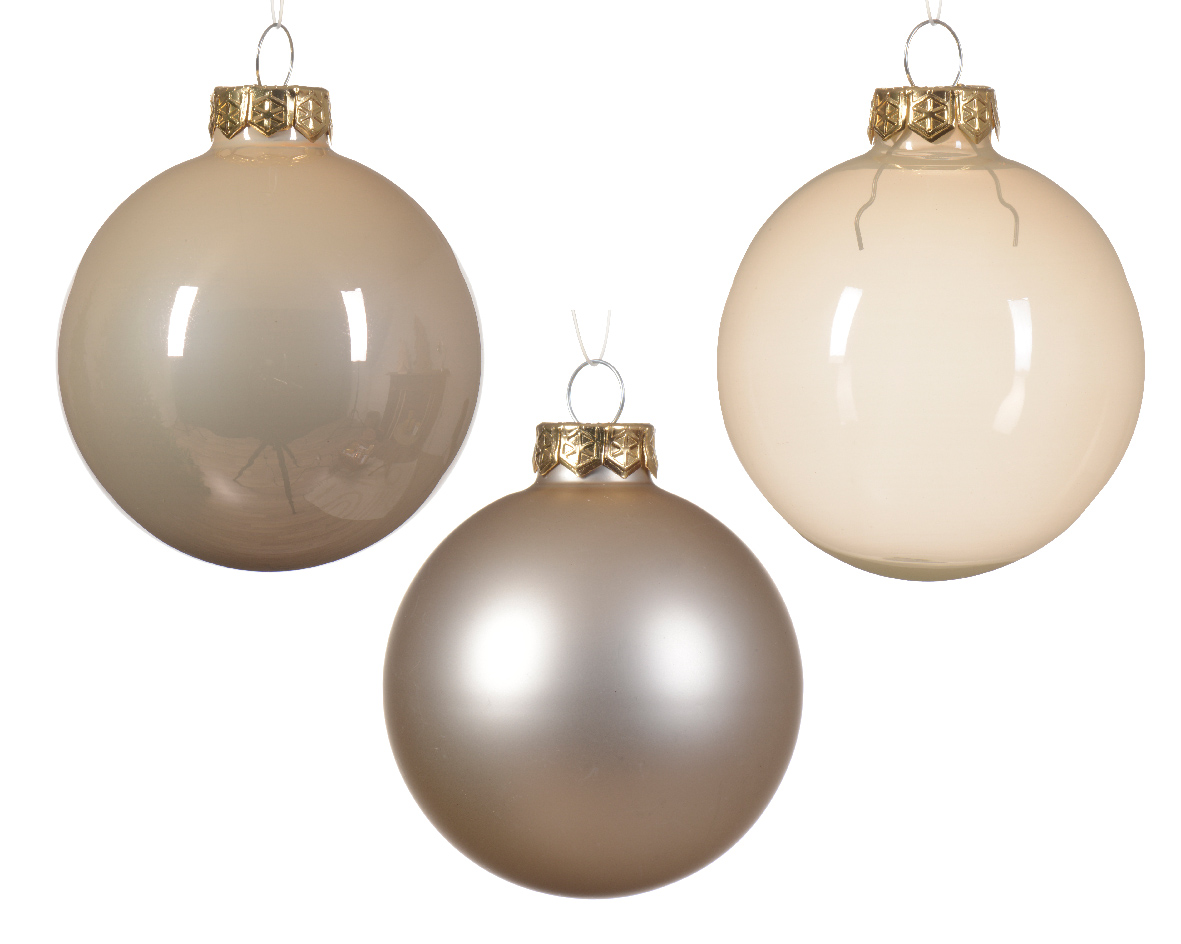 Decoris Kerstbal glas d7 cm parel ass 21st I kerst - 