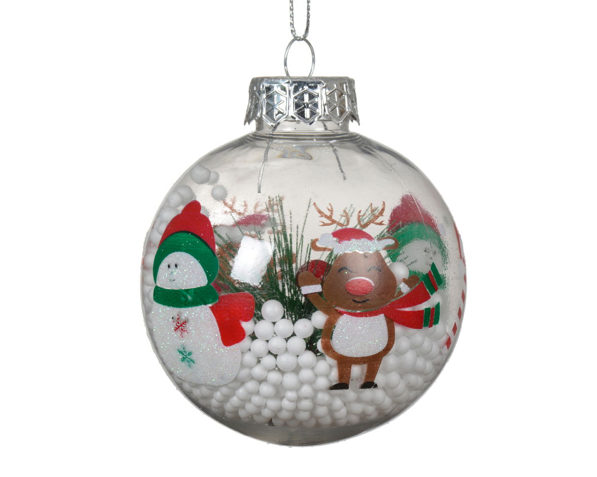 Decoris Kerstbal kunststof d8 cm transparant I - 