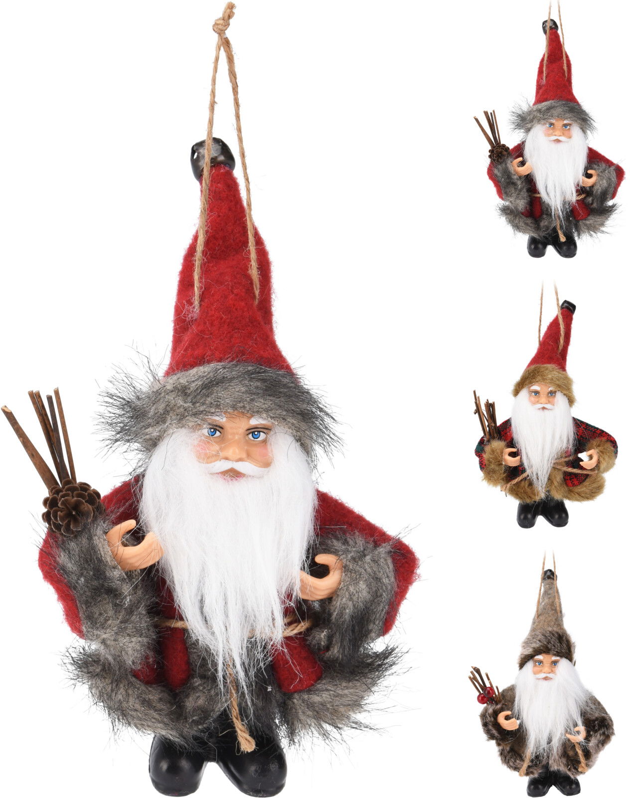 Nampook Mini kerstman hangdeco 13 cm kerstversiering - 