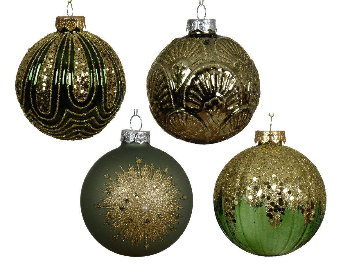 Decoris Kerstbal glas d8 cm groen a4 - 