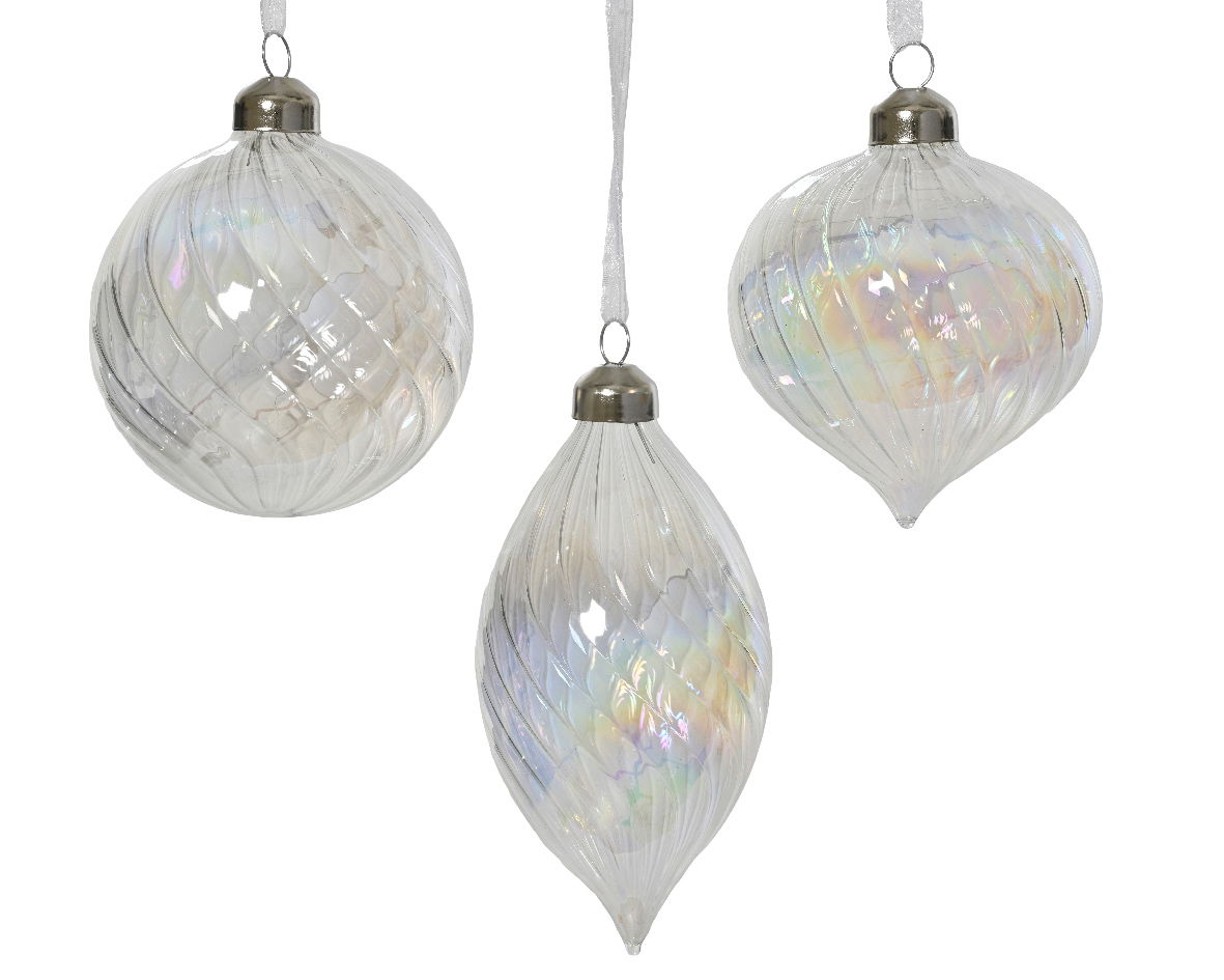 Decoris Kerstbal glas d8 cm transparant/iris a3 - 