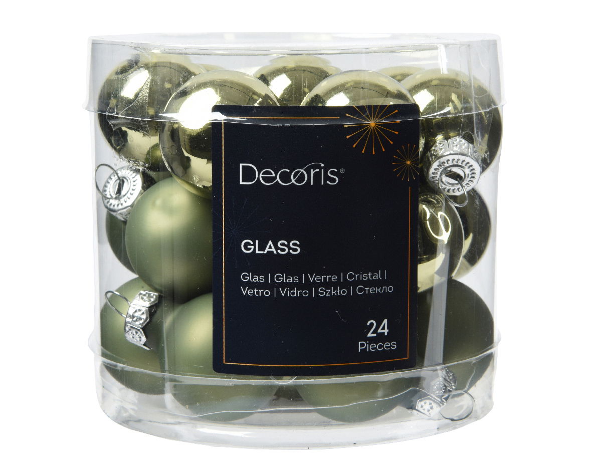 Decoris Kerstbal glas d2.5 cm rsmrn 24st - 