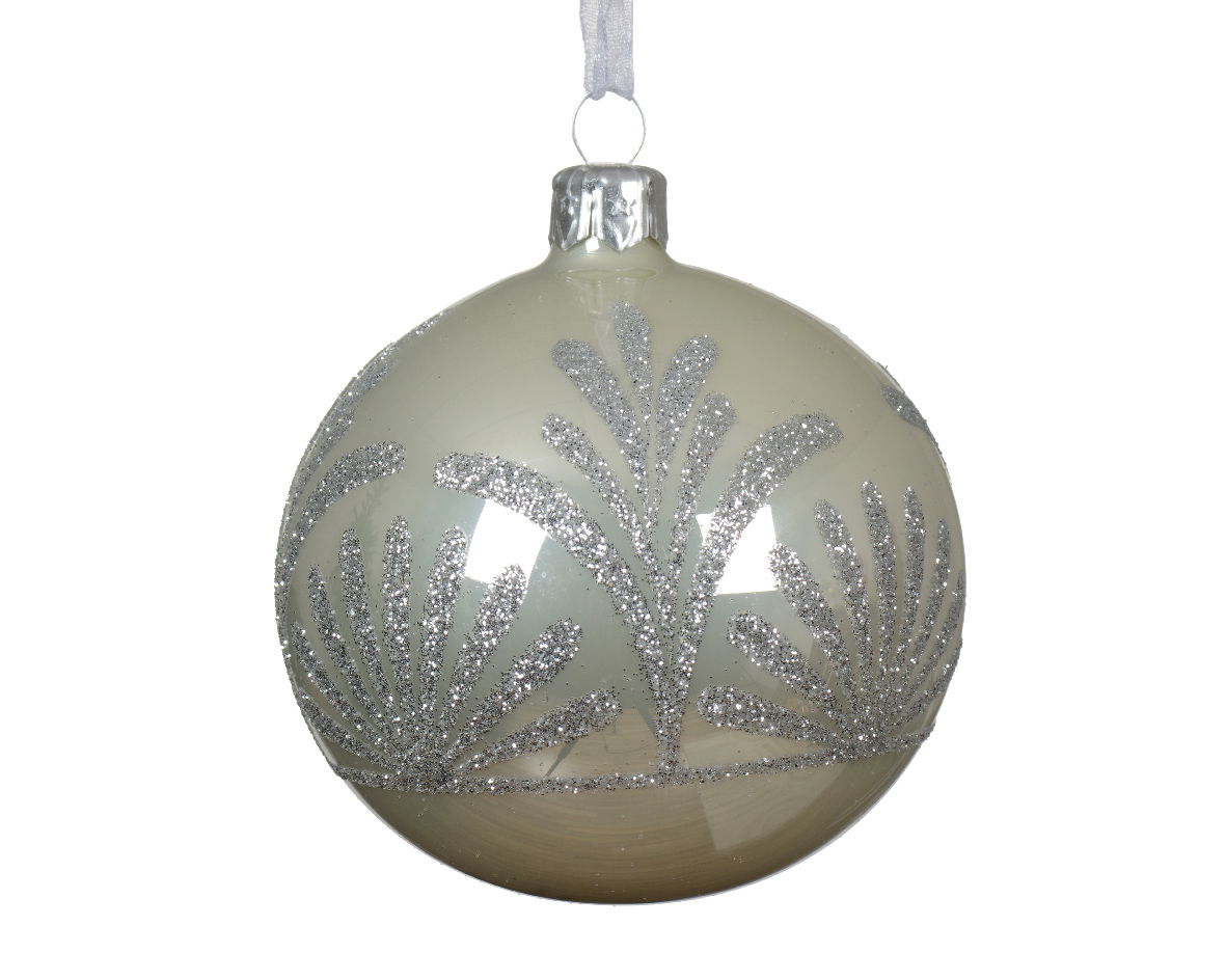 Decoris Kerstballen glas d8 cm wit mint V - 