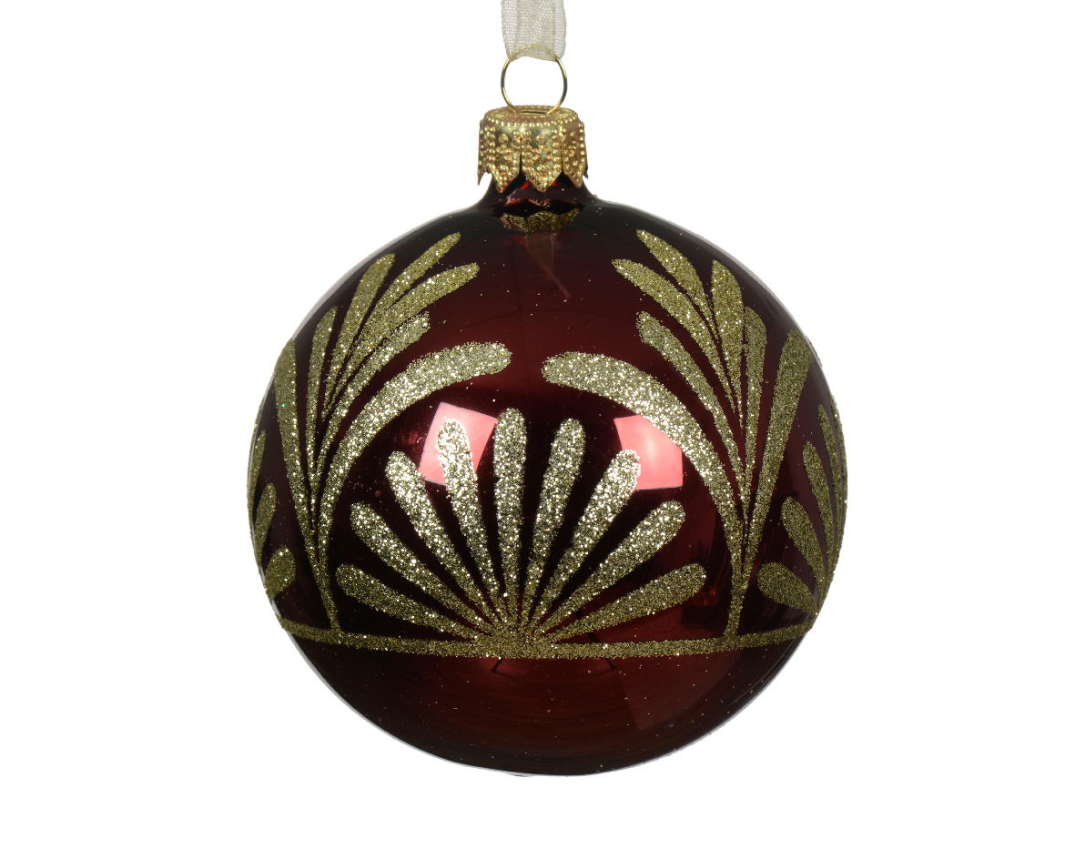 Decoris Kerstballen glas d8 cm ossenbloed U - 