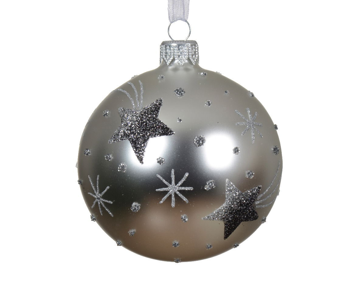 Decoris Kerstbal glas d8 cm zilver Q - 