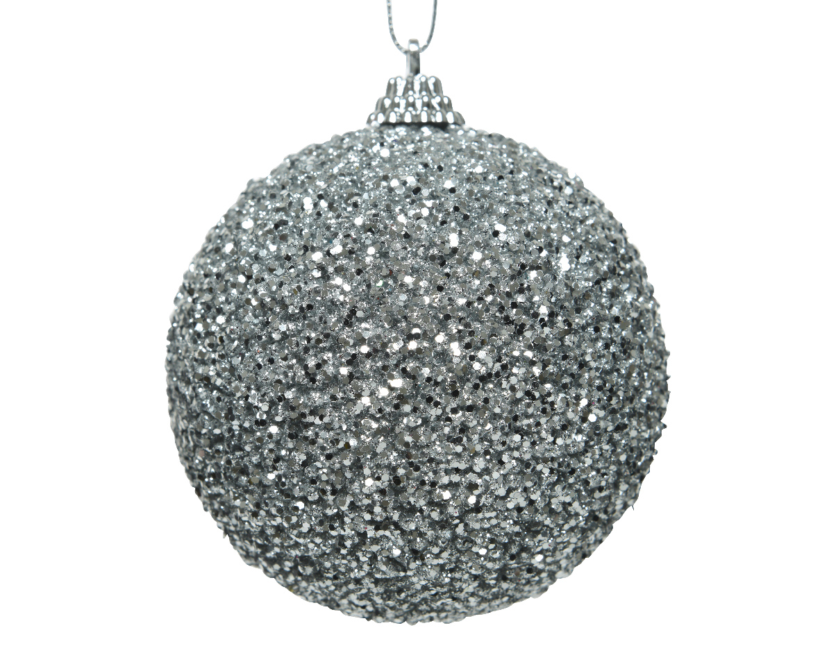 Decoris Kerstbal foam kraal d8 cm zilver - 