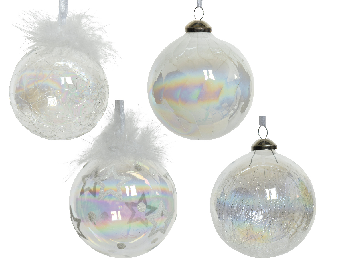 Decoris Kerstbal glas d8 cm helder a4 kerst - 