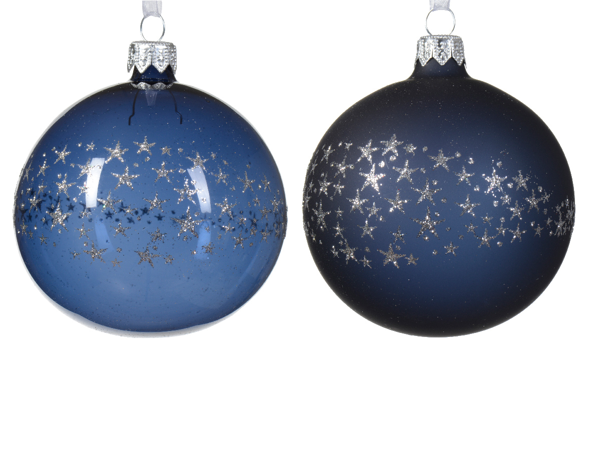 Decoris Kerstbal glas d8 cm nachtblw a2 kerst - 